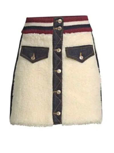 Shop Tommy Hilfiger Winter Denim Mini Skirt In Egret