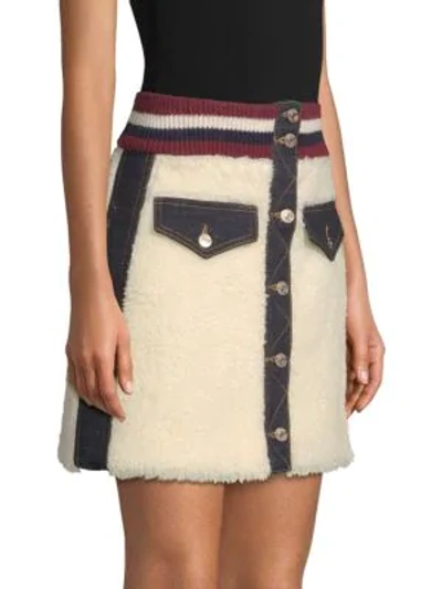 Shop Tommy Hilfiger Winter Denim Mini Skirt In Egret