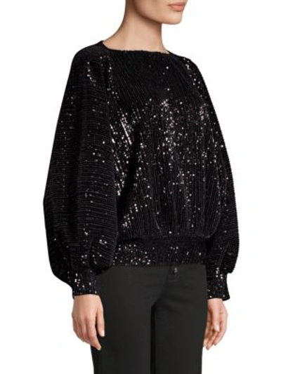 Shop Rta Pippa Sequin Sweater In Black Orchid