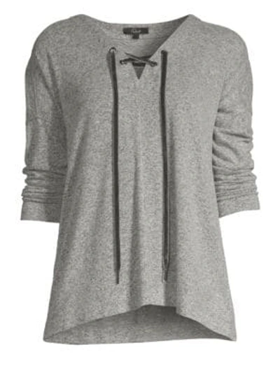 Shop Rails Leigh Lace-up Lounge Top In Melange Grey
