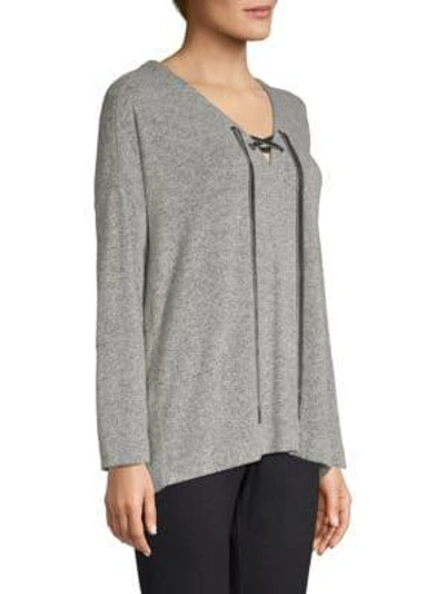 Shop Rails Leigh Lace-up Lounge Top In Melange Grey