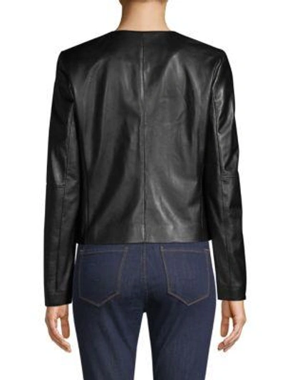 Shop Escada Sport Leather Zip Jacket In Black