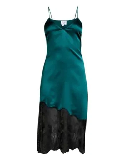 Shop Cami Nyc Selena Stretch Silk & Lace Slip Dress In Peacock