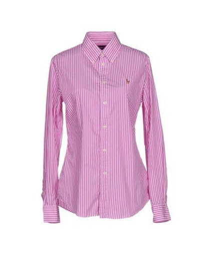 Shop Ralph Lauren Striped Shirt In Fuchsia