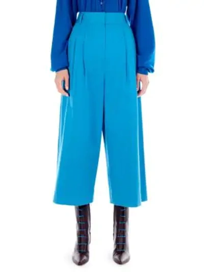 Shop Tibi Bianca Stretch Cotton Culottes In Blue