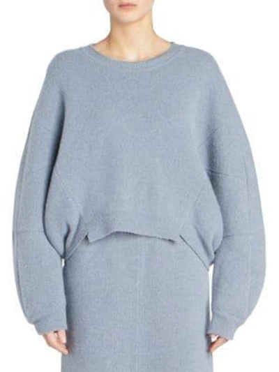 Shop Stella Mccartney Long Sleeve Felted Knit Sweater In Duck Blue