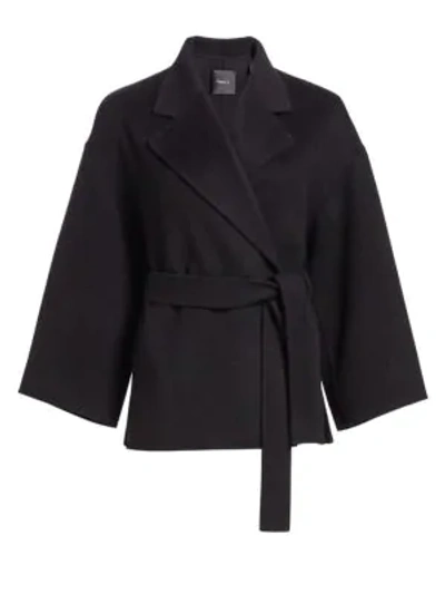 Shop Theory Wool & Cashmere Belted Robe Jacket In Black