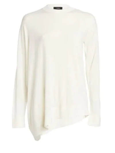 Shop Theory Asymmetrical Merino Wool Sweater In Ivory