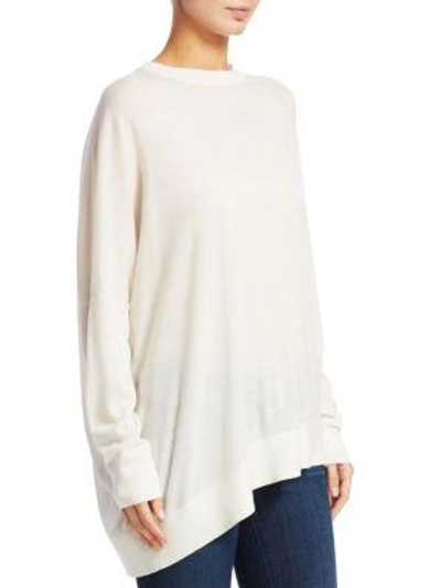 Shop Theory Asymmetrical Merino Wool Sweater In Ivory