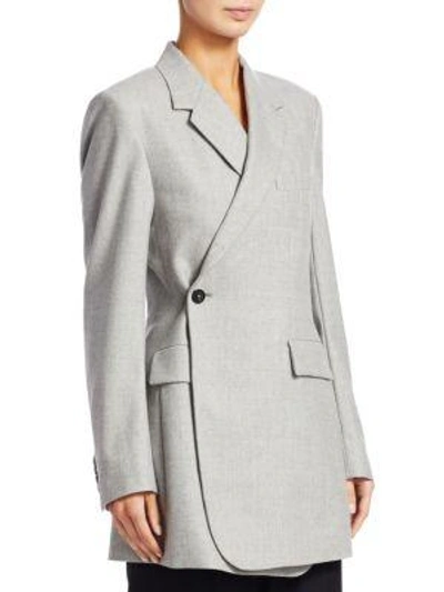 Shop Theory Overlap Oversized Blazer In Pale Grey