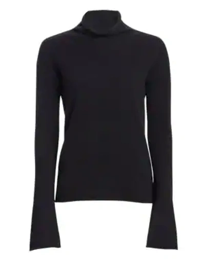 Shop Theory Bell Sleeve Mockneck Top In Black