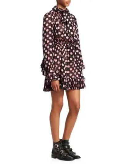 Shop Zimmermann Unbridled Polka Dot Ruffled A-line Dress In Black Rose Dot