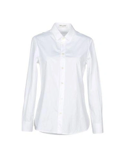 Shop Saint Laurent Solid Color Shirts & Blouses In White