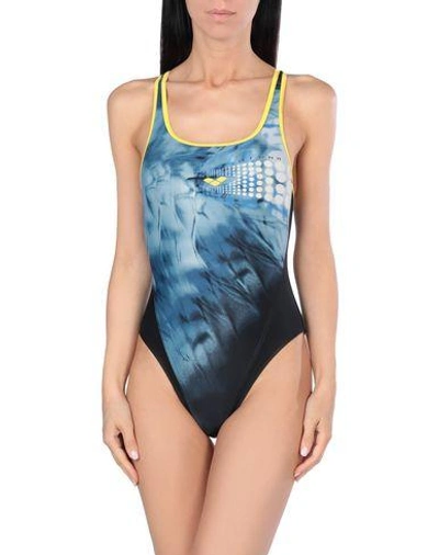 Shop Arena One-piece Swimsuits In Slate Blue