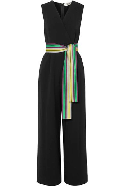 Shop Diane Von Furstenberg Wrap-effect Belted Crepe Jumpsuit In Black