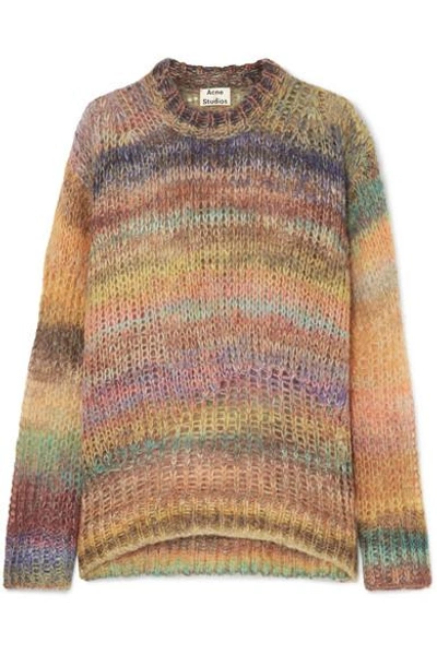 Shop Acne Studios Striped Open-knit Sweater In Yellow
