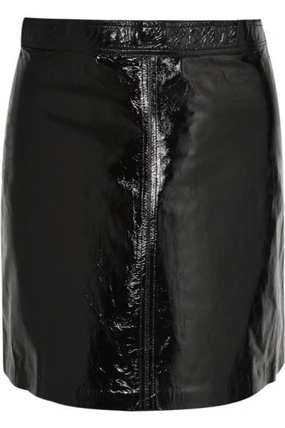 Shop Vanessa Bruno Juna Patent-leather Mini Skirt In Black
