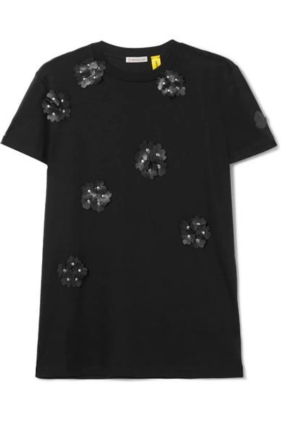 Shop Moncler Genius + 6 Noir Kei Ninomiya Appliquéd Cotton-jersey T-shirt In White