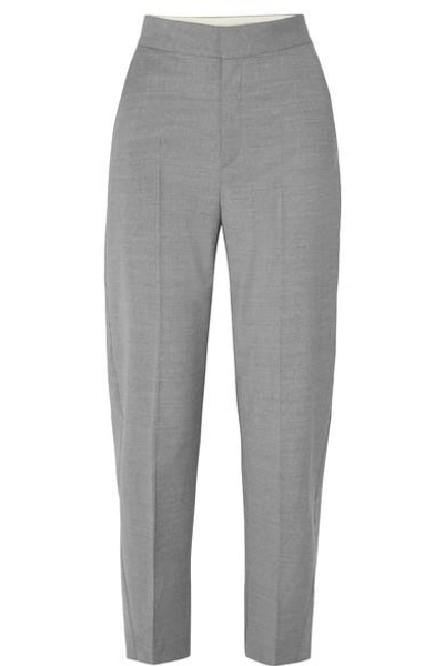 Shop Totême Noma Wool-blend Straight-leg Pants In Gray