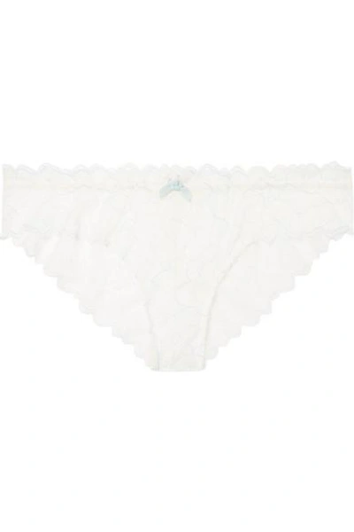 Shop Eberjey Rosario The Cheeky Stretch-corded Lace Briefs In Ivory