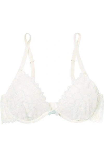 Shop Eberjey Rosario The Plunge Stretch-corded Lace Underwired Bra In Ivory