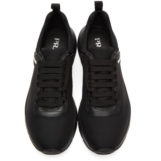 Prada Men's Basic Tone-on-tone Knit Low-top Sneakers In Black | ModeSens