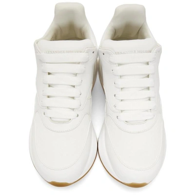 Shop Alexander Mcqueen White And Beige Oversized Runner Sneakers In 9026optwtcr