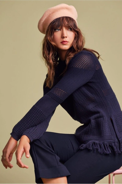 Shop Finders Gravitate Long Sleeve Knit In Navy