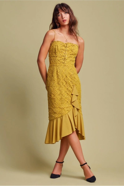 Shop Finders Sunseeker Midi Dress In Chartreuse