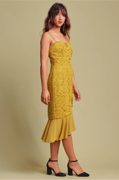 Shop Finders Sunseeker Midi Dress In Chartreuse