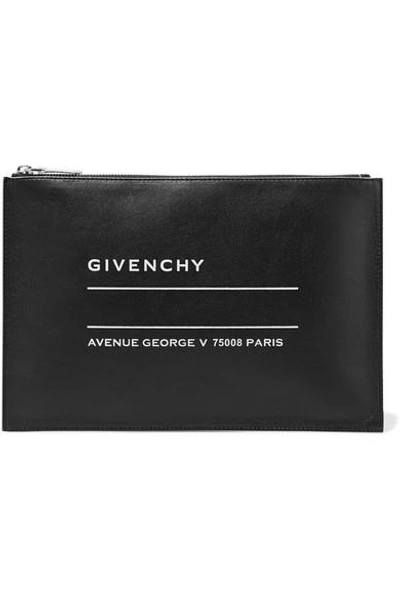 Shop Givenchy Printed Textured-leather Pouch In Black