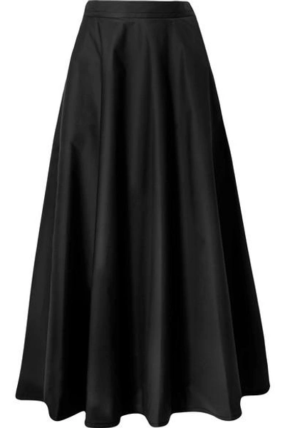 Shop Bottega Veneta Cotton-blend Poplin Midi Skirt In Black