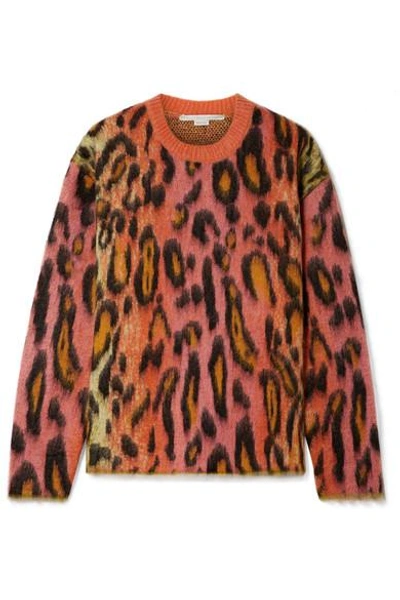 Shop Stella Mccartney Brushed Mohair-blend Jacquard Sweater In Pink