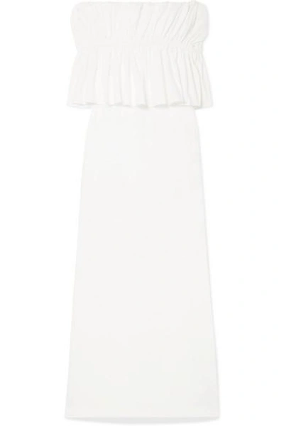 Shop Rejina Pyo Mina Off-the-shoulder Crepe Maxi Dress In White