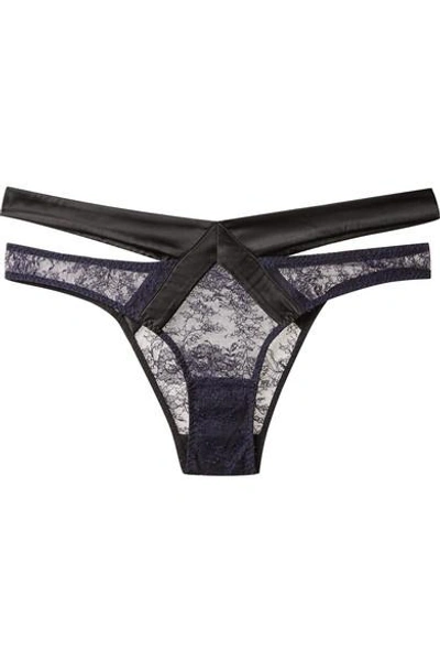 Shop Agent Provocateur Oriah Leavers Lace And Stretch-silk Satin Briefs In Black