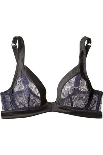 Shop Agent Provocateur Oriah Leavers Lace And Stretch-silk Satin Soft-cup Underwired Bra In Black