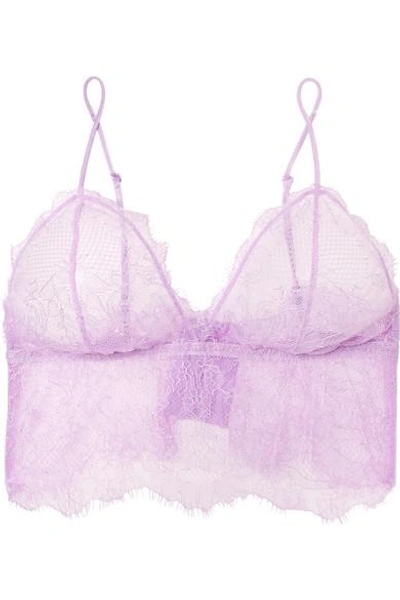 Shop Anine Bing Stretch-lace Soft-cup Triangle Bra In Lavender