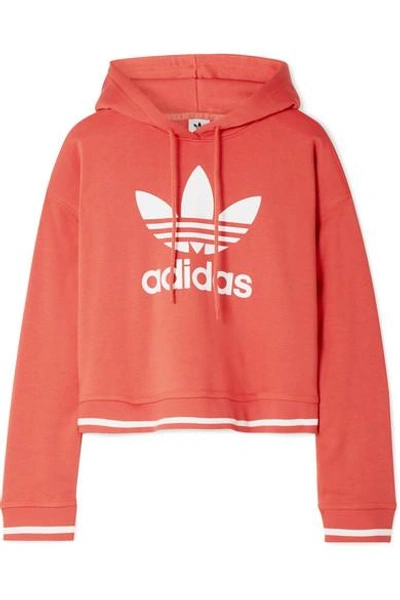 Shop Adidas Originals Active Icons Printed Cotton-blend Jersey Hoodie In Red