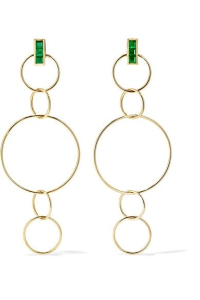 Shop Ileana Makri Fancy Hoops 18-karat Gold Emerald Earrings