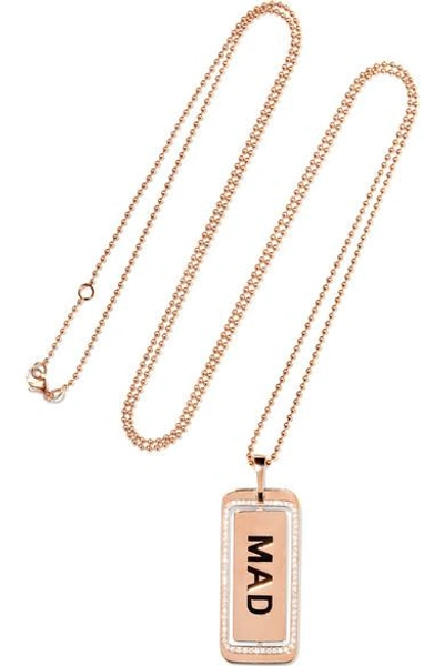 Shop Diane Kordas Genius Mad 18-karat Rose Gold Diamond Necklace