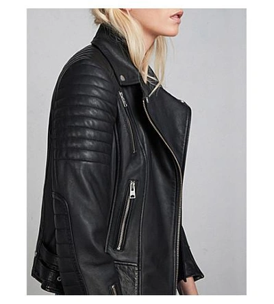 Shop Allsaints Papin Leather Biker Jacket In Black