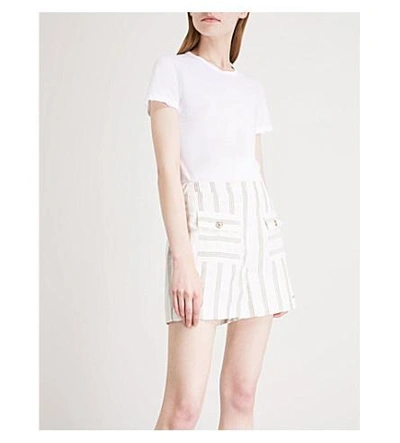 Shop Ted Baker Striped-pattern Linen-blend Shorts In Ivory