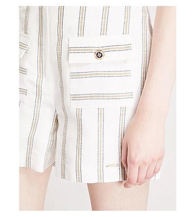 Shop Ted Baker Striped-pattern Linen-blend Shorts In Ivory