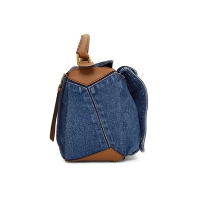 Shop Loewe Tan And Blue Medium Denim Puzzle Pockets Bag In 6386 Multi