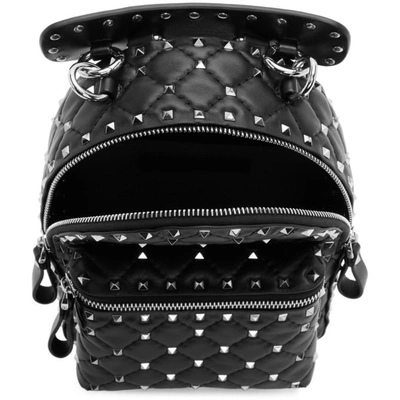 Shop Valentino Black  Garavani Spike Backpack In 0no Black