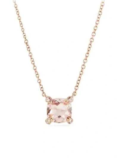 Shop David Yurman Women's Châtelaine Pendant Necklace With Diamonds In 18k Rose Gold With Morganite