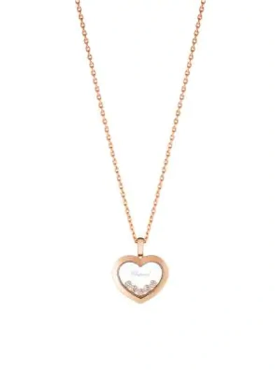 Shop Chopard Happy Diamonds 18k Rose Gold & Diamond Pendant Necklace