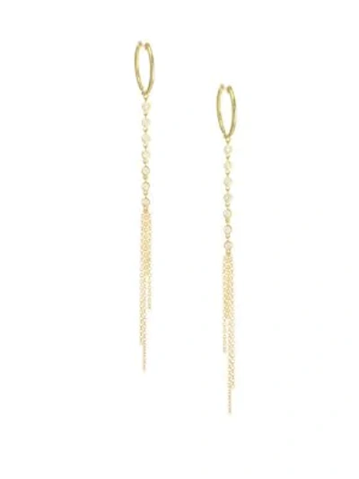 Shop Meira T Women's 14k Yellow Gold & Diamond Chain Drop Earrings
