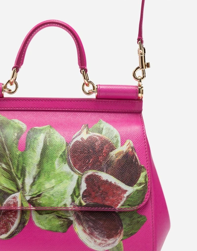 Shop Dolce & Gabbana Sicily Handbag In Printed Dauphine Calfskin In Fuchsia