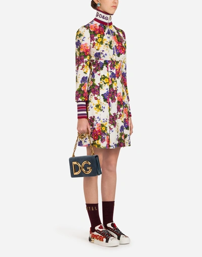 Shop Dolce & Gabbana Printed Silk Dress In Floral Print